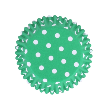 Cupcake Baking Cases - Green Polka Dots